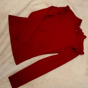 Red Button Neck Sweater